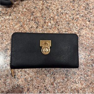 Black Wallet with Gold Accents